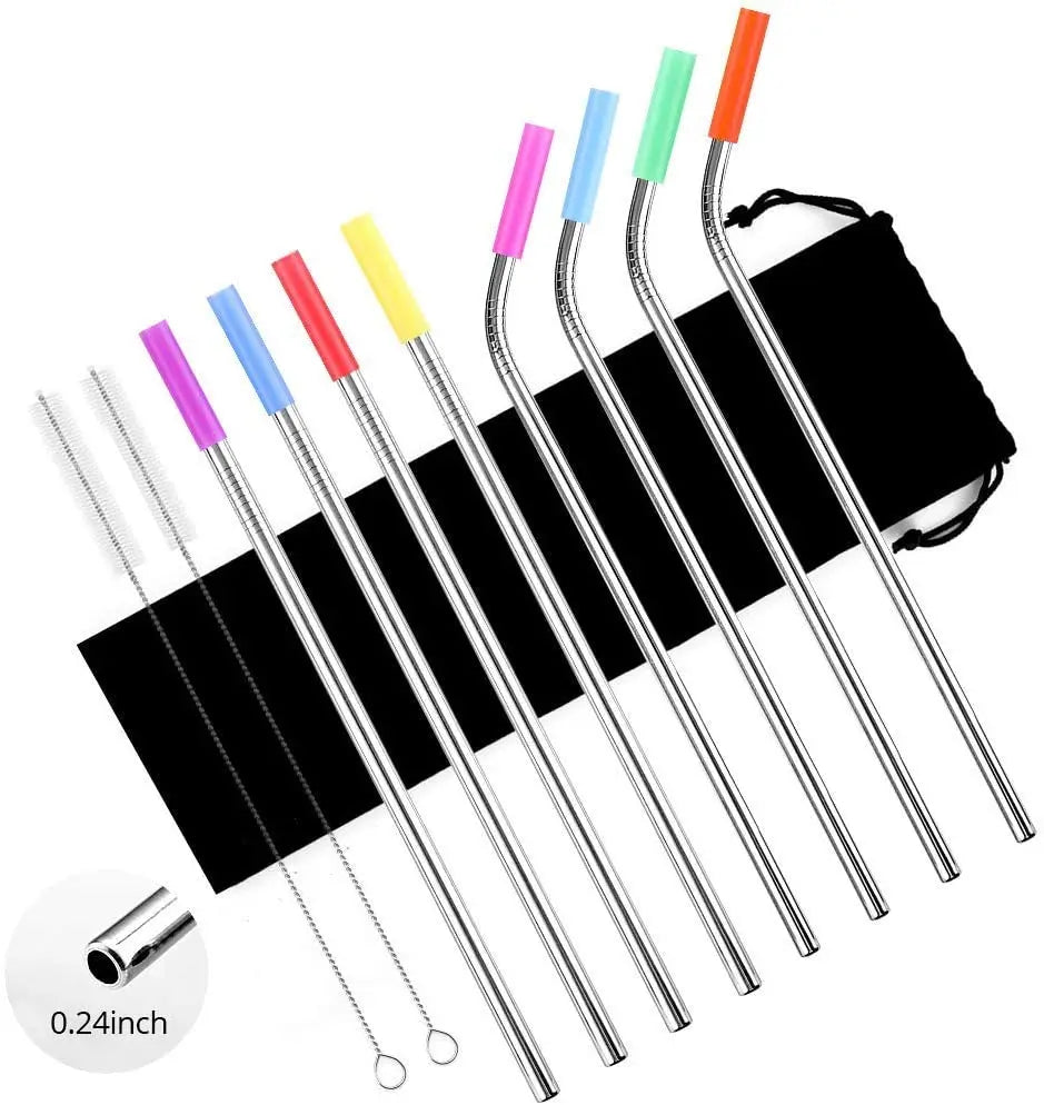 30oz / 20oz Tumblers Metal Reusable Stainless Steel Drinking Straws with Silicone Tips