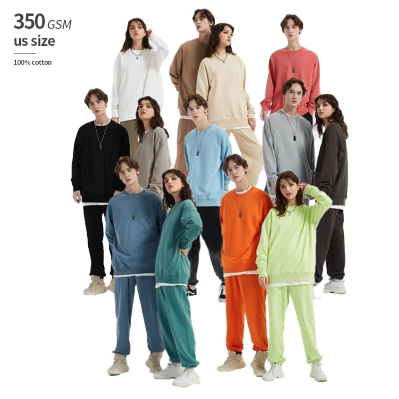 100% Cotton Us Size Reflective Tracksuits Custom Embroidery Reflective Sweatsuit Plain Crewneck Sweatshirt Mens