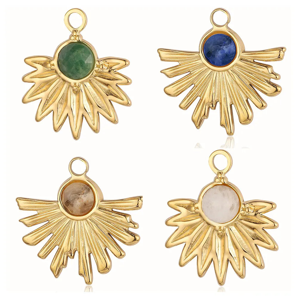 Beimai OEM Charm Bohemia Natural Stone Fan-shaped Earring Charms for Jewelry Making DIY Accessories