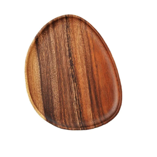 Vintage Walnut Wood Serving Tray Home Use Elegant European Snacks Bread Fruit Storage Dinner Dish Wood Art Decorative Plate