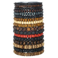 17pcs/Set Vintage Handmade Wooden Beads Zinc Alloy Coconut Shell Volcanic Stone Bead Elastic Trendy Gift Couple Bracelet Set