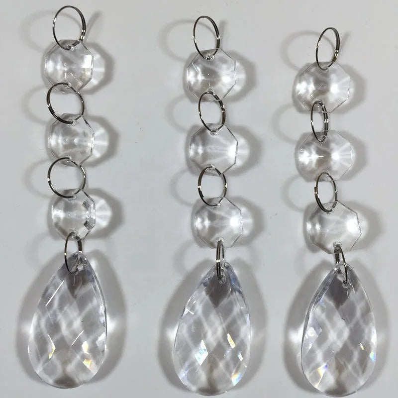 Honor of Crystal Prism Pendant Lighting Lamp Chandelier Glass Octagon Bead Chain With Drops