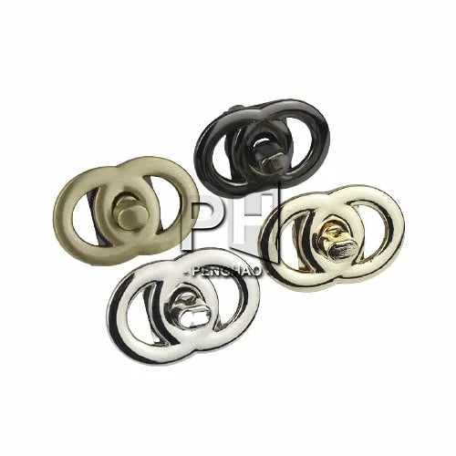 Metal Double Circle Twist Turn Lock Clasp Buckle for Leather Craft Women Bag Handbag Purse DIY Hardware Accessories