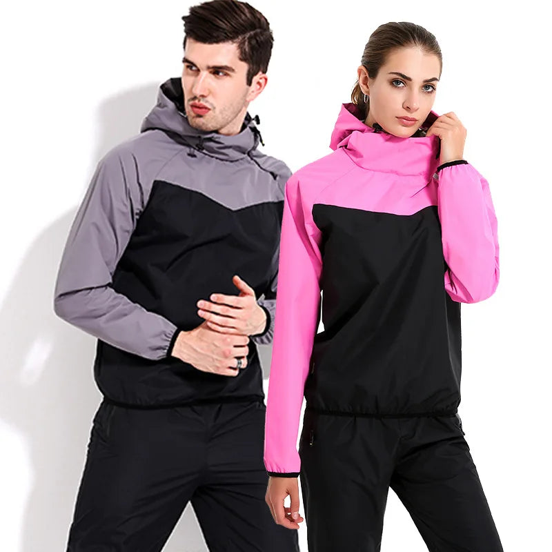 Wholesale High Quality PVC Sauna Suit with Silver-Coated Hooded Jacket Weight Loss Running Exercise Set for Women and Men