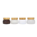 150g 250g Clear Frost Clear Amber White Black Luxury Empty Bamboo Face Eye Hair Cream Jar Plastic Cosmetic Jars with Lid