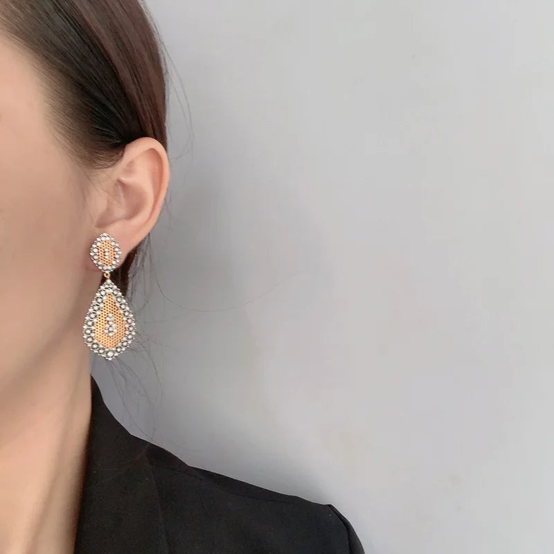 HZ Well-welcomed Hoop Earring Yellow 925 Sterling Silver Diamond Earrings for Girlfriend Gift Rocks