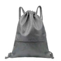 Custom Logo Large Capacity Waterproof Gym Black Blank 420d Polyester Sport Drawstring Backpack Bag With Pocket