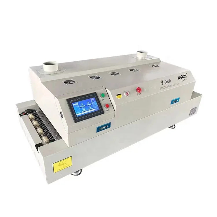 Power Saving 8-heating Zone Touch Screen Puhui Conveyor Reflow Solder Oven T-980 for PCB LED Efficient Welding