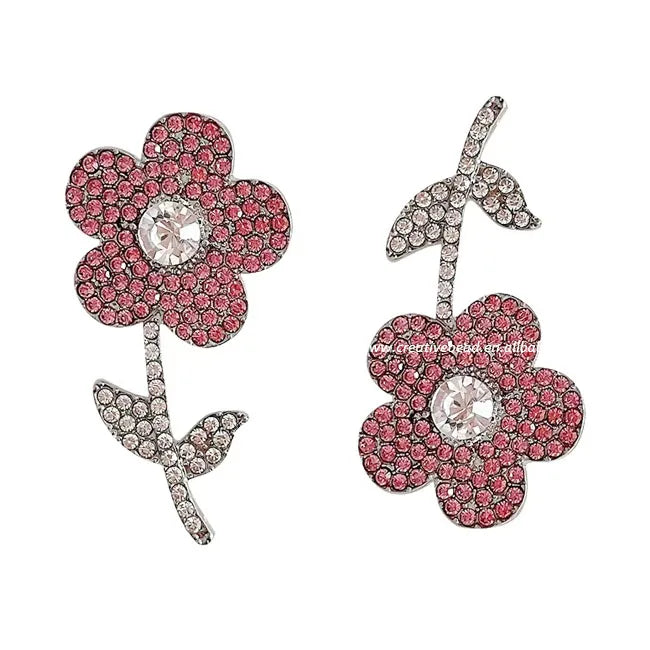 2025 Hot Sale Popular Fashion Party Jewelry Yellow/Pink Sunflower Zircon Rhinestone Women Trendy Earrings Valentines Gifts