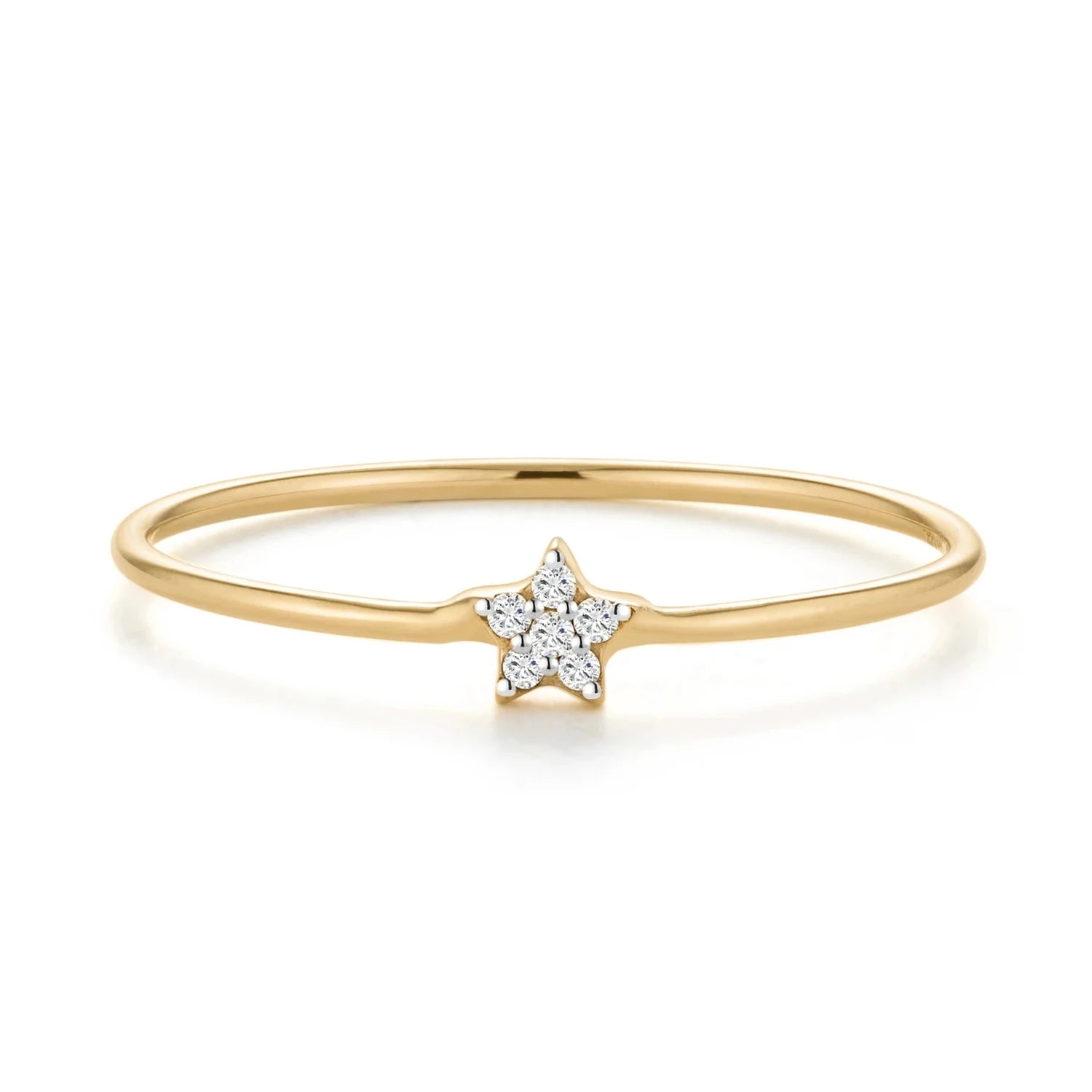Dainty Diamond Star Ring Cubic Zirconia Ring Silver Stacking Rings for Women