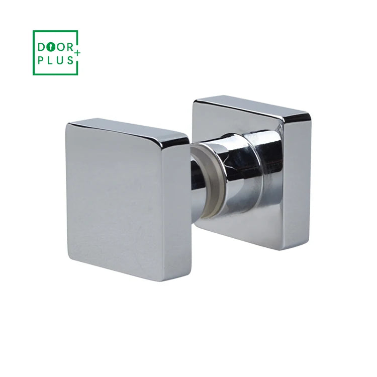 Doorpuls Luxury Modern Square Chrome Plated Door Handle Made of Brass for Bathroom Use