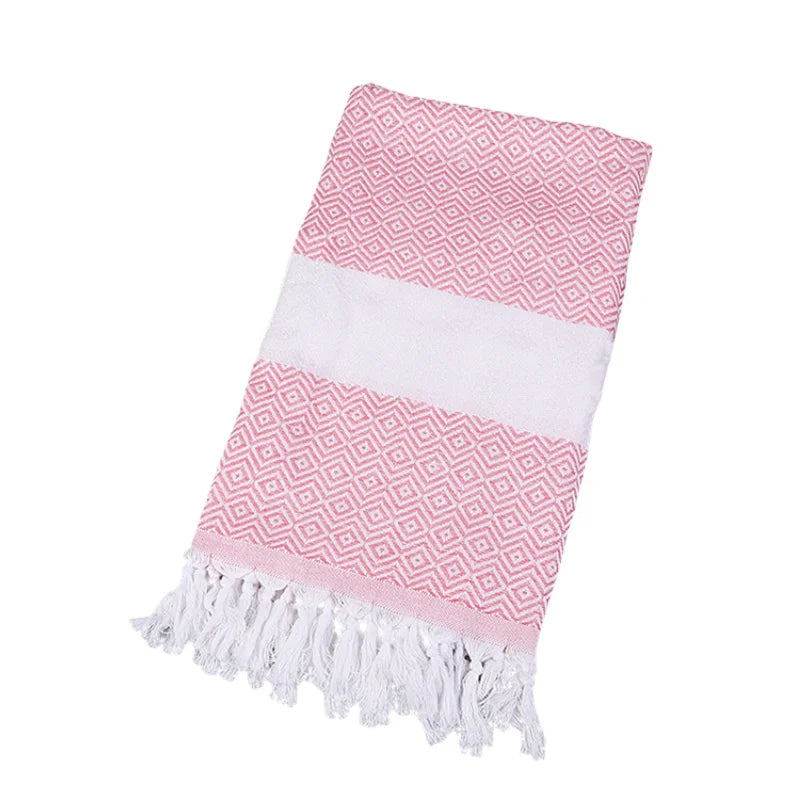 Wholesale Super Soft Organic Cotton Peshtemal Turkish Beach Towels Quick-Drying Eco-Friendly Geometric Pattern Hammam Pool Towel