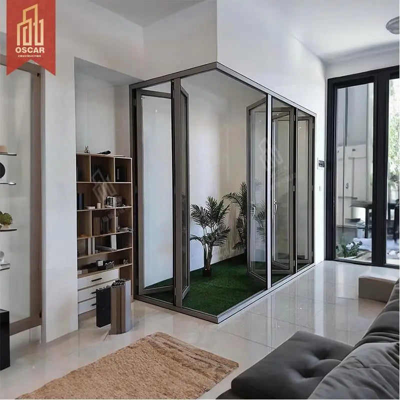 Glass Bi Fold Door Horizontal Folding Space Saving Modern Stylish Interior Exterior Home Office Garage Easy Install Folding Door