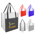 Boutique Reusable Luxury Non-Woven Tote Bag with Large Front Pocket and Letter Pattern for Lunch Grocery Shopping or As a Gift