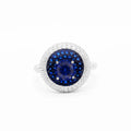 Luxury 925 Sterling Silver Wedding Party Ring Blue Synthetic Zircon 18K Enamel Brilliant Cut Diamond CNAS Certified Anniversary