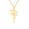 Vintage Stainless Steel the Eye of Hours Charm Necklace Gold Plated the Hathor Pendant Necklace Jewelry Amulet for Women Men