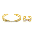 Newest Hot Sale Cubic Zirconia Open Bracelet and Ring Jewelry Set for Women