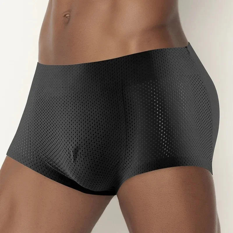 Men Fake Butt Hip-up Panties Butt Enhancer Shaperwear Seamless Mesh Breathable Butt Lifter Shorts