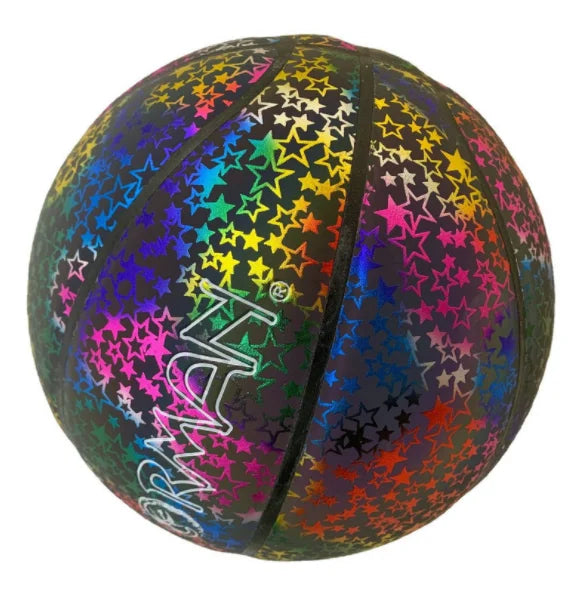Wholesale Giveaway Size 7 Lamination Reflective PU Material Glossy Shiny Glowing Light Reflect Basketball for Kids Training Toys
