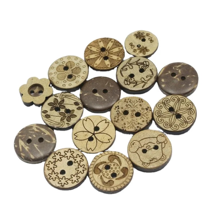 Wholesale 2-Hole 4 Holes Round Button Sewing Garment Natural Coconut Shell Buttons