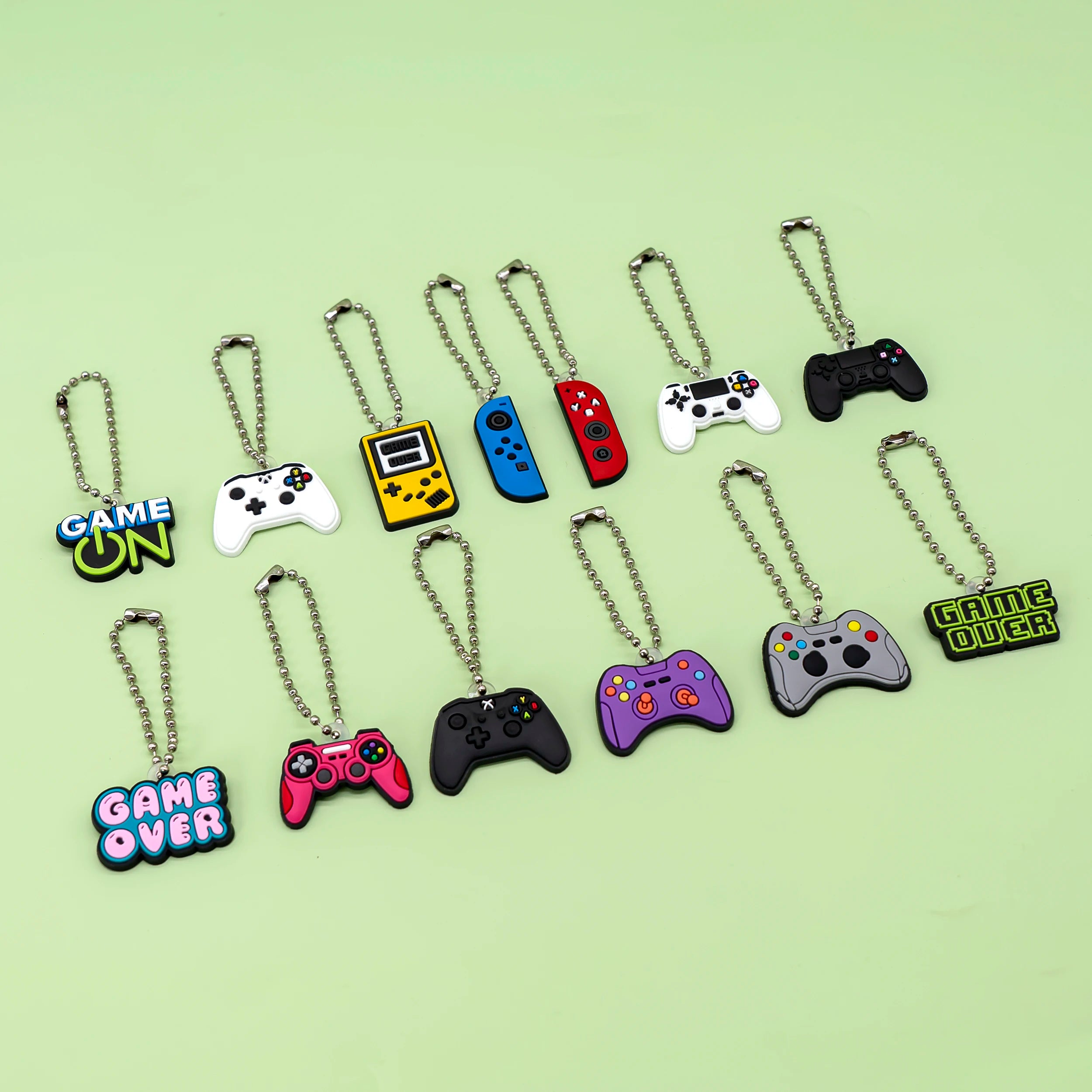 Hot Sale Custom PVC Keychain Soft Touch Bead Chain Game Controller Keyring Cartoon-Shaped Rubber Keyring for Gaming Fans