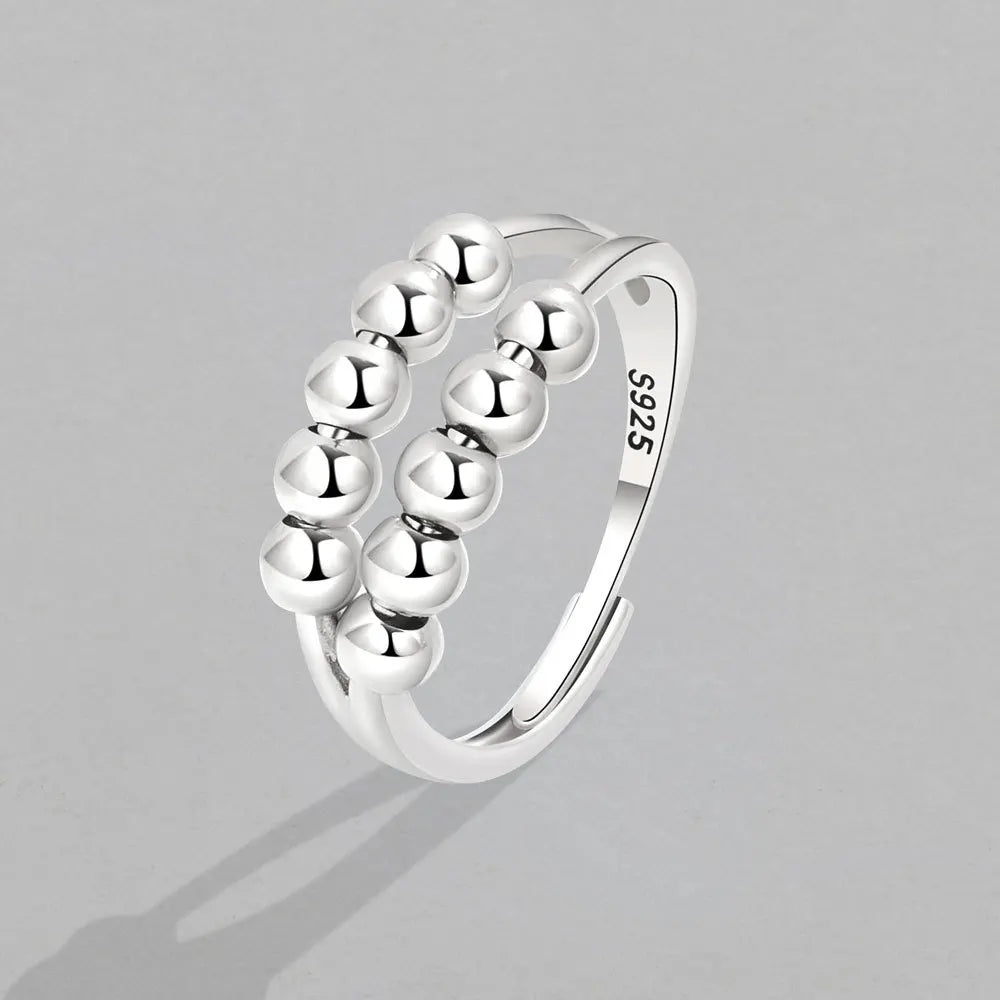 Rotate Beads Anxiety Rings Adjustable Stress Relief Fidget Rings for Women Men 2023 Fashion Jewelry Gift