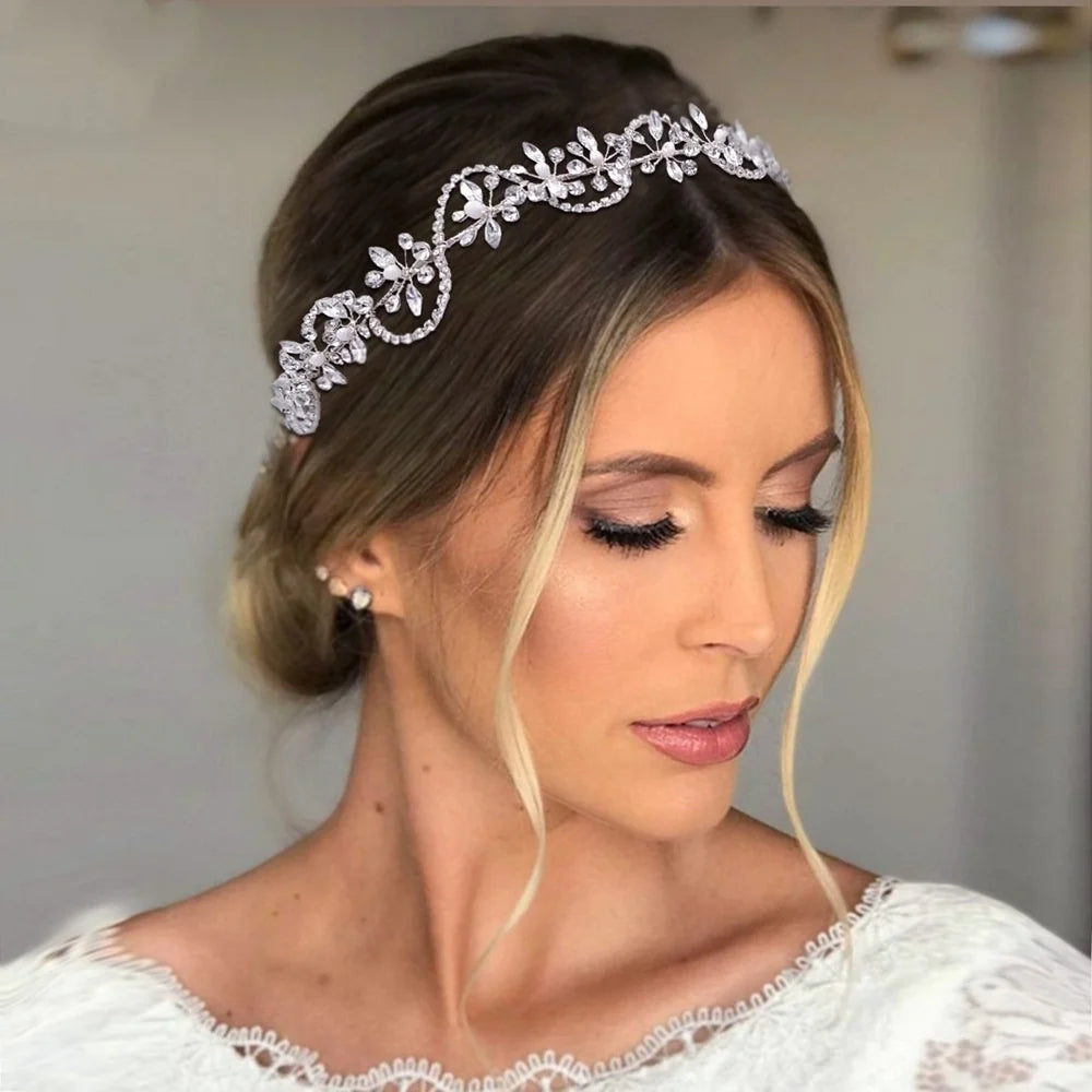 New Design Luxury Cubic Zirconia Wedding Bridal Hair Accessories Hairbands Hair Chain Head Chain