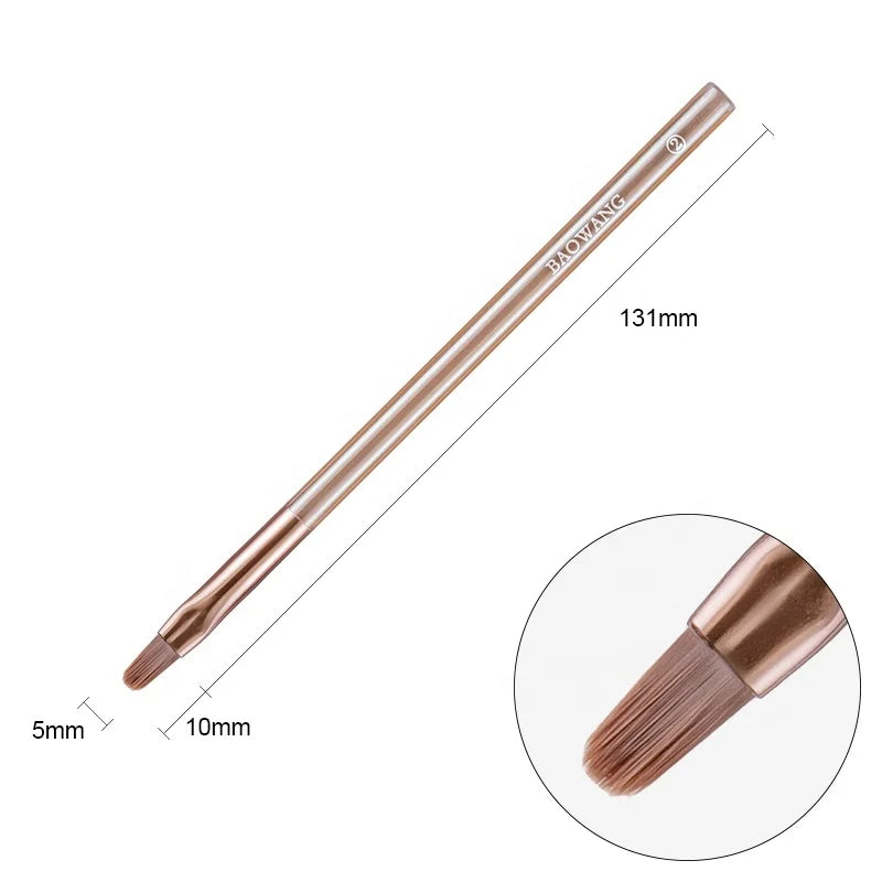 OEM Private Label Clear Brown Resin Handle Round Gel Brush with Soft and Flexible PA Nylon Hair Nail Brush for Nail Salon BW11-2