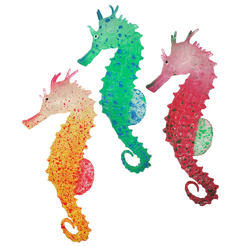 Eco-Friendly Plastic Aquarium Ornament Silicone Luminous Floating Artificial Seahorse Glowing Effect for Fish Tank Landscaping
