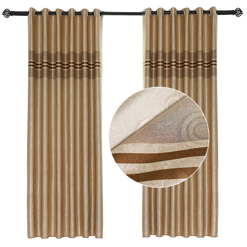 Wholesale Cheap Curtain Embossed Fabric Ready Made Office Blackout Striped Floral Embossed Jacquard Living Room Curtains MegaBDM