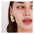 Hot Selling Irregular Hammer Exaggerated PVD Plating Real Gold Piercing Earrings Hypoallergenic Stainless Steel