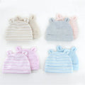 2Pcs/pack Hot Sale Newborn Female Bear Ear Baby Beanie Other Material Dobby Style Four Seasons 17*14cm