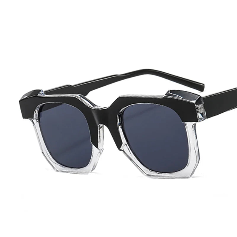 Factory Wholesale Fashion Retro Women Quality Pc Anti Uv Irregular Sunglasses Men Premium Custom Black Sunglasses