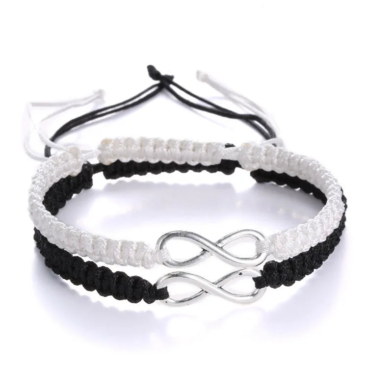 2023 Wholesale Handmade Braided Adjustable Bracelet Couple & Infinity Bracelet Two Packs Matching Bracelet for Women