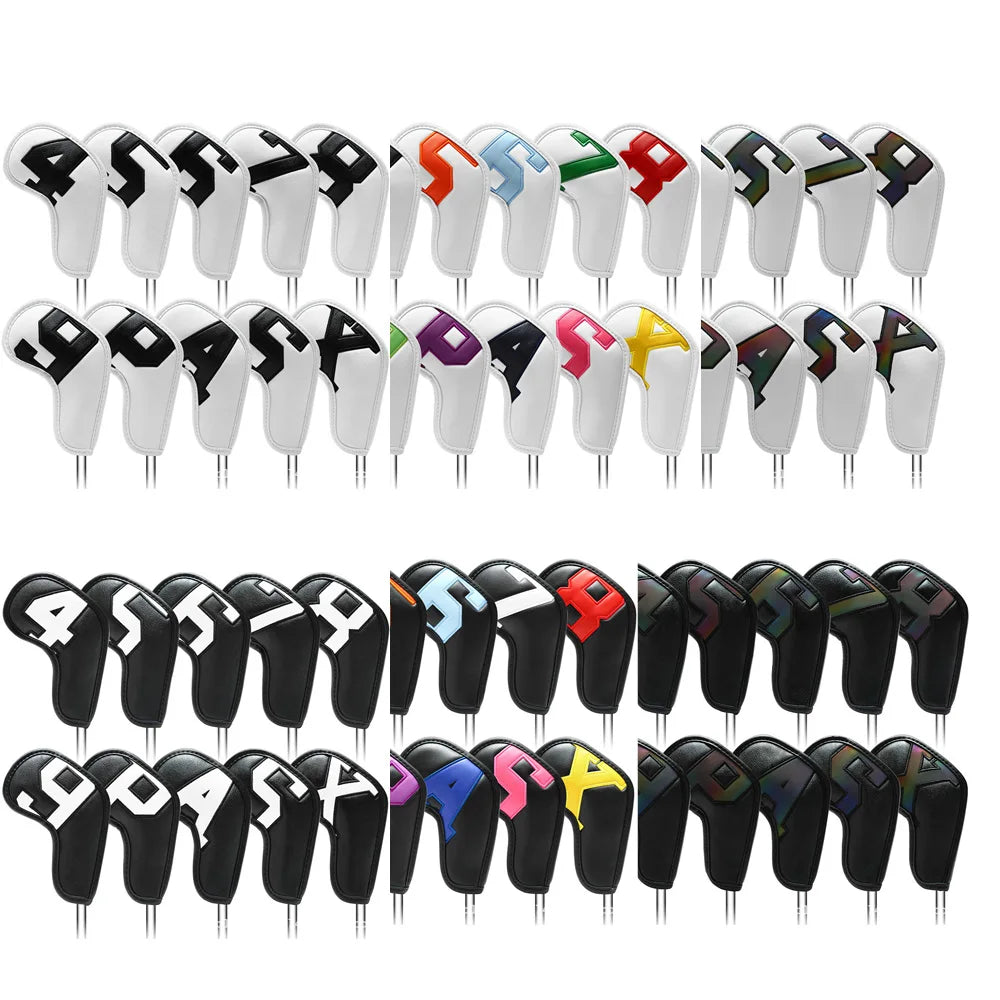 10pcs with Number 4/5/6/7/8/9P/A/S/X Waterproof and Dust Proof Easy Clean Leather Assort Color Golf Iron Club Headcover