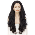 Celebrity Black Color 28inch 150% Density 13*2 Transparent Lace Natural Hairline  Synthetic Wigs Heat Resistant Frontal