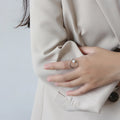 Elegant 925 Sterling Silver Open Ring with Freshwater Pearl Geometric Circle Design Fine Jewelry for Women Gift