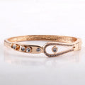 New Style Women Fashion Guangdong Plating Gold Metal Bangle Round Cut Alloy Rhinestone Open Cuff Bracelet Bangle