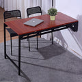 Space Saving Modern Home Furniture Brown Color Wooden Wall Mounted Wooden Panel Metal Frame Dining Table Folding