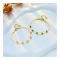 New 18 Gold Plated Tatnish Free Stainless Steel Snake Chain Green Heart Zircon Bracelet Jewelry for Women