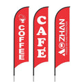 AOZHAN Teardrop Flying Banner Beach Flagpole  Open House Car Wash Swooper Custom Printed Feather Flag Banner with Spike Base