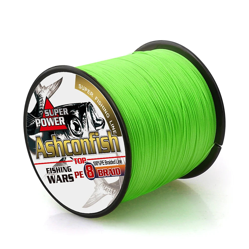 ASHCONFISH No Fade Lawn Green  Color Sport Line 100m-2000m 8 Strands Strong Japan Line Multifilament PE Braided Fishing Line