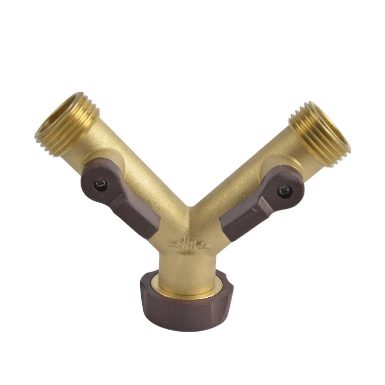 Winslow & Ross Brass Connector 2 Way Double Tap Adaptor Individual On/Off Brass Y Hose Splitter