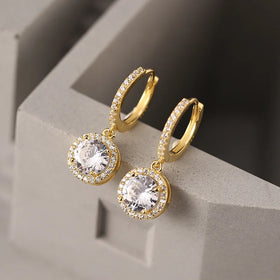 Light Luxury Zircon Earrings 925 Sterling Silver Fashion Korean Zircon Hoop Earrings for Women