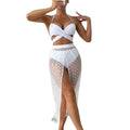 Soild Color 3 Piece Swimwear Set Latest Beach Wear for Ladies Mesh Bikini