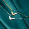 Daidan Necklace 925 Sterling Silver Cz Baguette V Shape Cubic Zirconia Baguette Heart Shaped Necklace