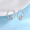 Animal Theme Jewelry 925 Sterling Silver Rhodium Plated Enamel Giraffe Hoop Earrings