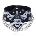 Wholesale Punk Skull Wristband Men's Fashion Cuff Leather Bracelet with Rivet for Style
