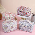 Customized Large Cosmetic Bag Portable Fashion Travel  Printed Floral Zipper Makeup Bag Pink Flower Beauty Bags