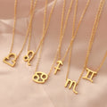 Fashion Non Tarnish Silver 18K Gold Plated Stainless Steel Charm Horoscope Pendant 12 Zodiac Sign Necklace Jewelry for Women